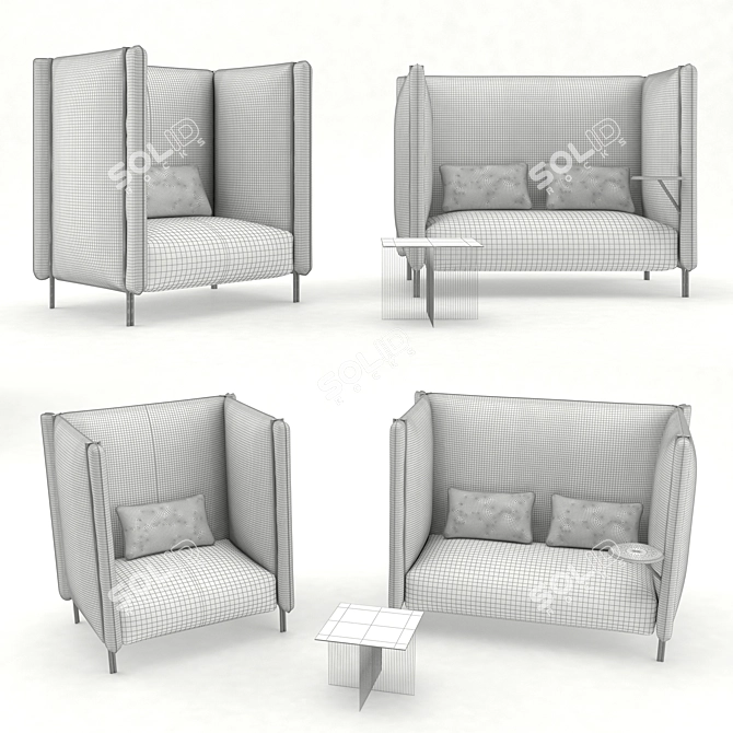 Elegant PINCH High-back Sofa: Polys: 513 242, Verts: 513 592 3D model image 3