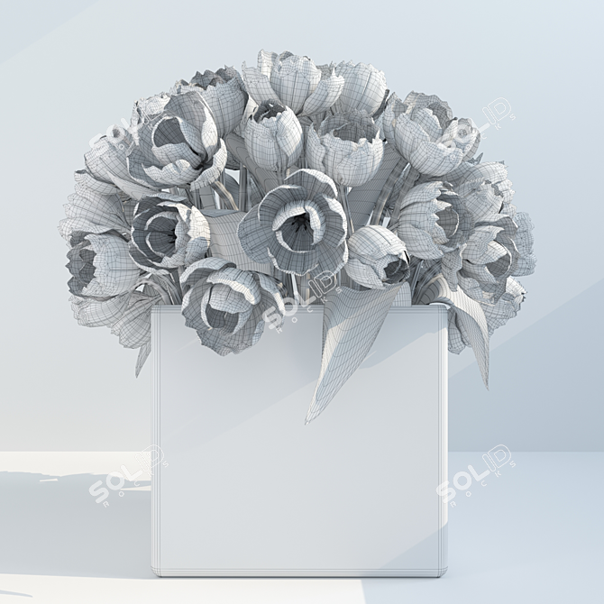 Yellow Tulips in Vase 3D model image 2