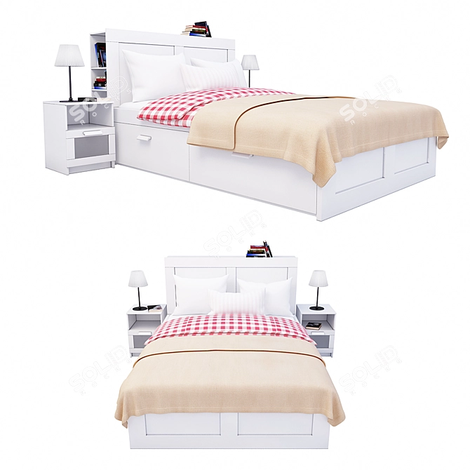 Versatile Bed with Integrated Cupboard - Ikea BRIMNES 3D model image 1