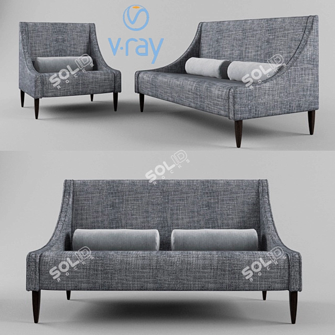 Cozy Comfort: Sikka Domingo Salotti Sofa & Armchair 3D model image 1