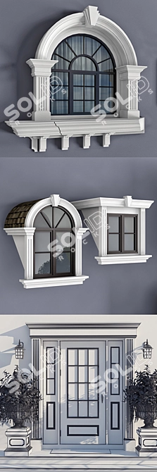 Modern Classic Windows & Doors Set 3D model image 3