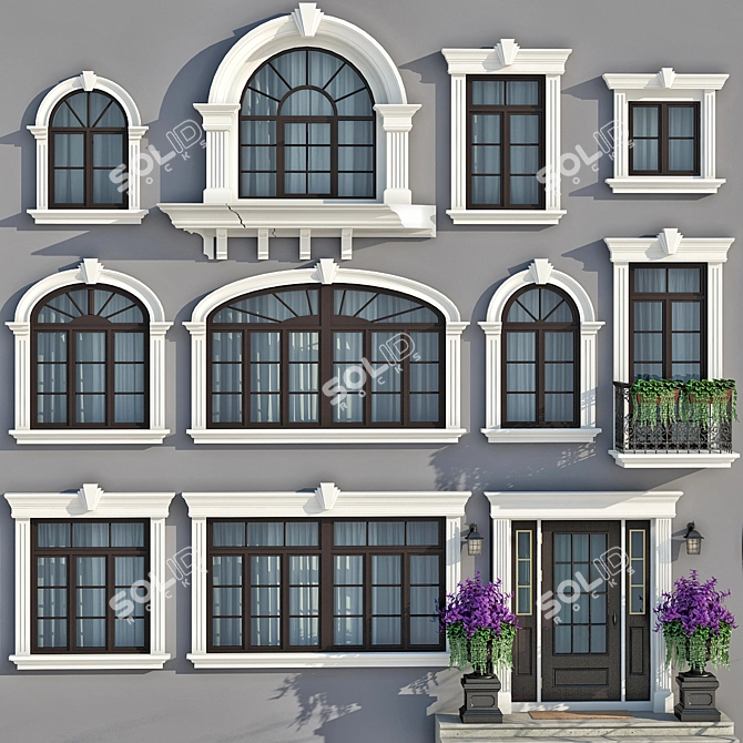 Modern Classic Windows & Doors Set 3D model image 4