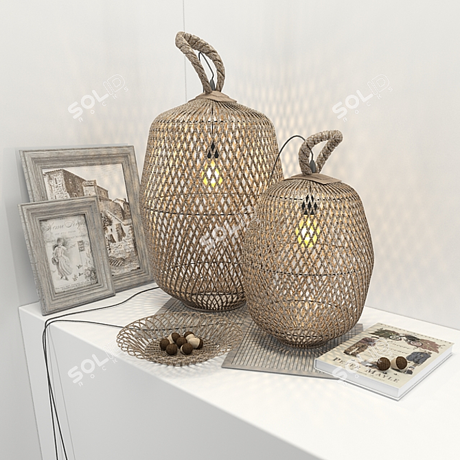 Artisan Woven Décor Set 3D model image 1