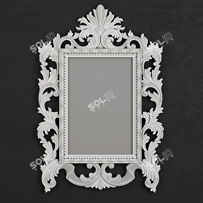 Elegant Gold Carved Rectangular Mirror 3D model image 3