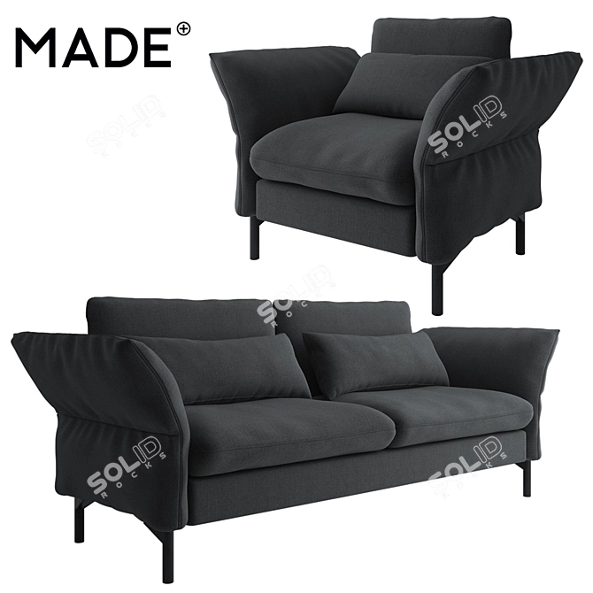 MADE Brandon Armchair and Sofa: Modern Furniture Set 3D model image 1