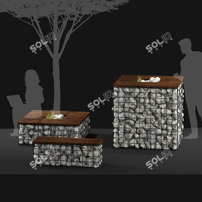 4dform Gabbione Garden Furniture 3D model image 2