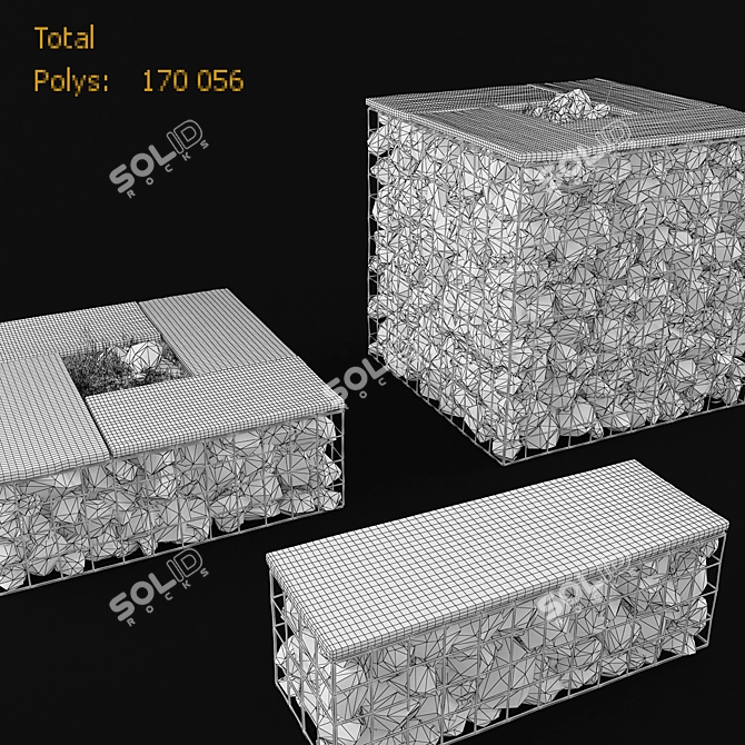 4dform Gabbione Garden Furniture 3D model image 3