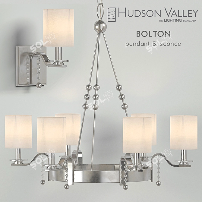 Modern Six-Light Chandelier Set 3D model image 1