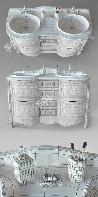 Sleek Sink Cabinet for Bath 3D model image 3