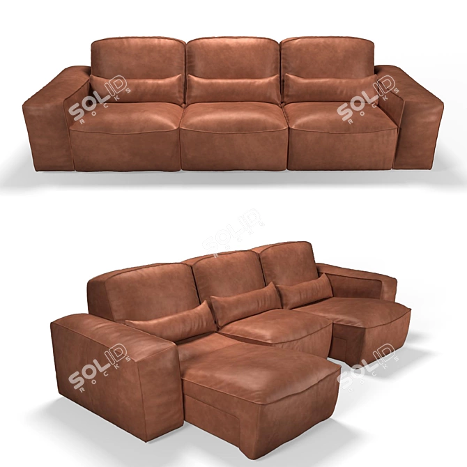 Modular Sofa with Adjustable Seats 3D model image 1