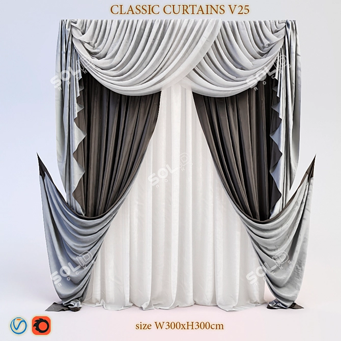 Classic Window Curtain: Timeless Elegance 3D model image 1