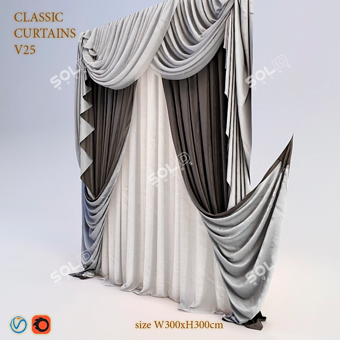 Classic Window Curtain: Timeless Elegance 3D model image 2