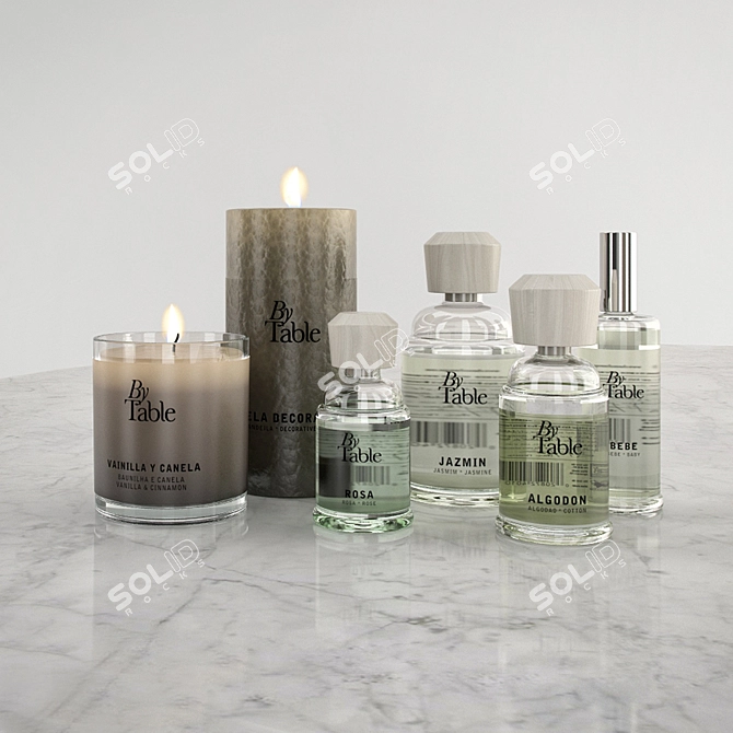 By Table Fragrance Set: Candles & Bottles 3D model image 1