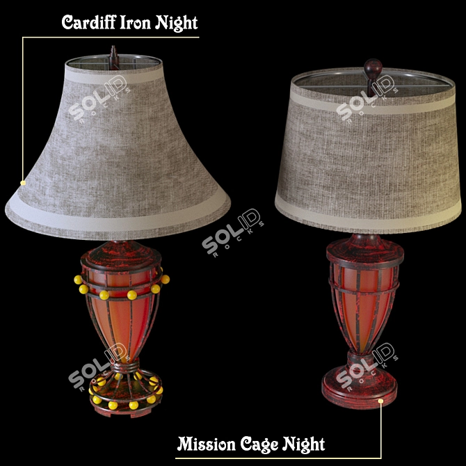 Elegant Iron Cage Table Lamp 3D model image 1