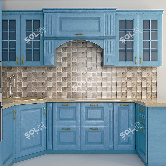 Modern Corona Kitchen Set 3D model image 2