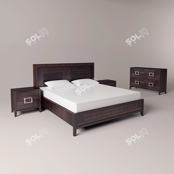 Sleek Bedside Tables & Stylish Chest 3D model image 1