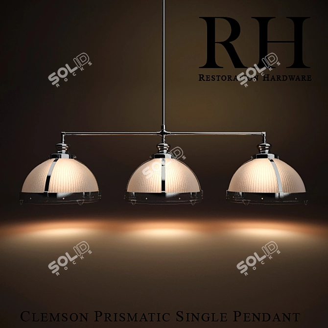 Clemson Crystal Trio Pendant 3D model image 1