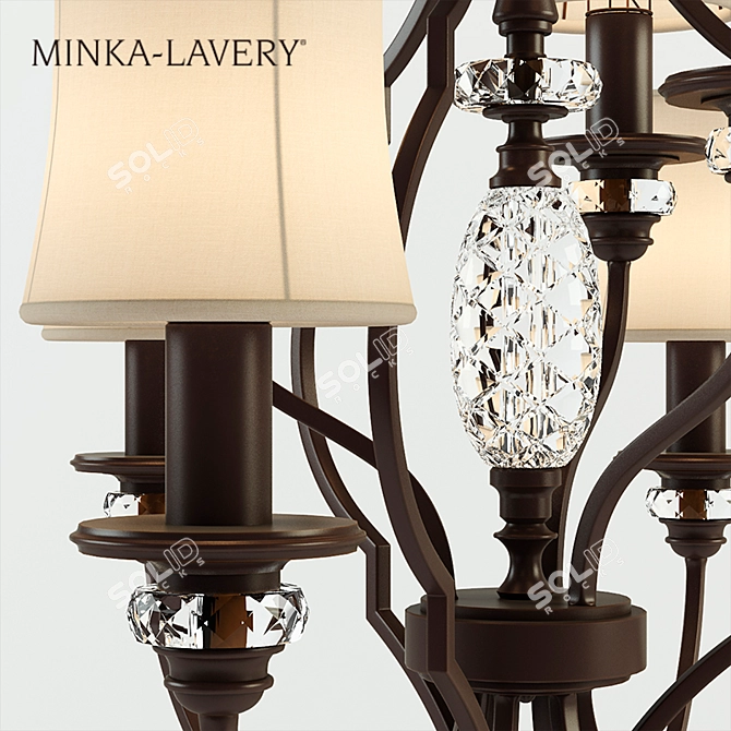 Elegant 9-Light Bronze Chandelier 3D model image 2