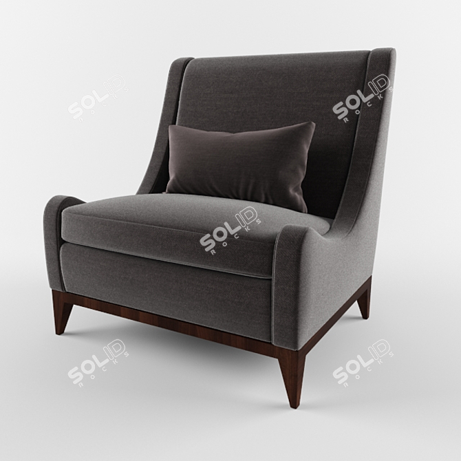 Walnut Wood Armchair - Standard Size 3D model image 1