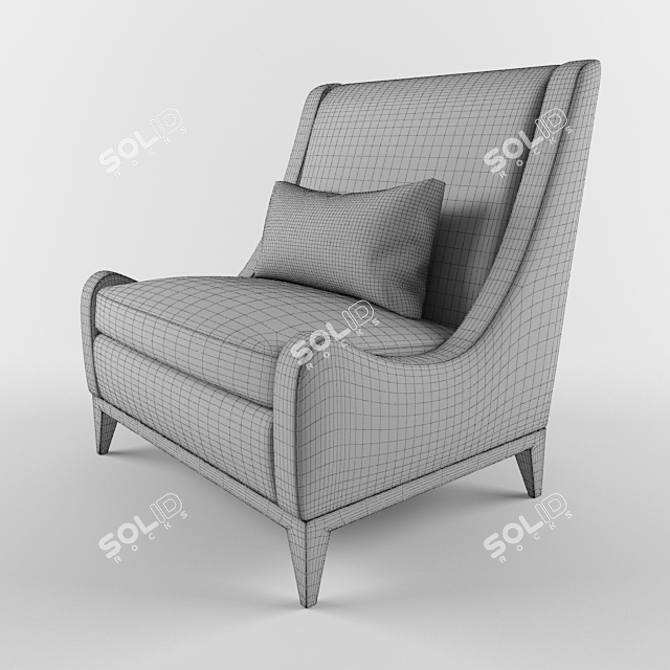 Walnut Wood Armchair - Standard Size 3D model image 3