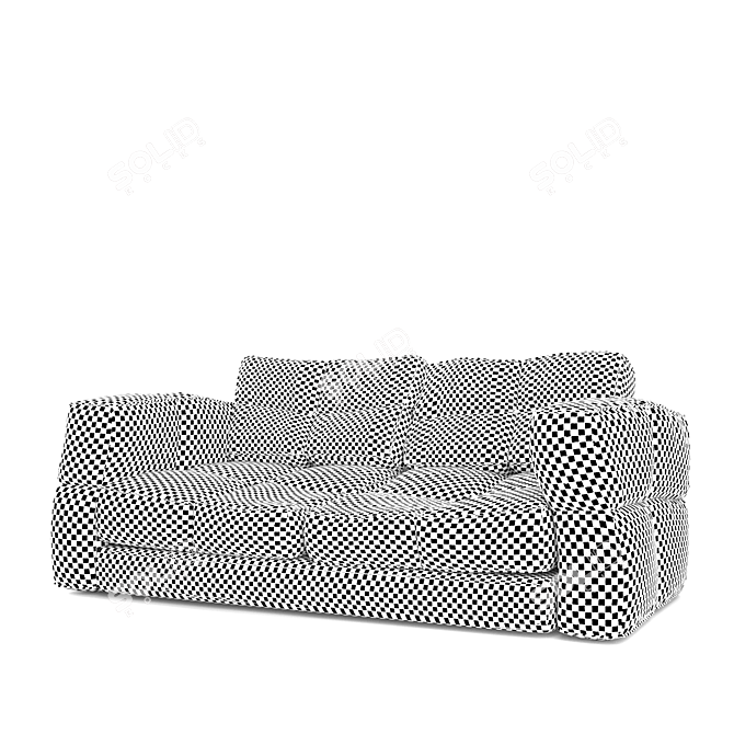 Vintage Distressed Leather Sofa 3D model image 2