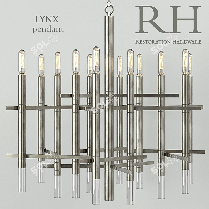 Modern nickel-plated 12-light chandelier 3D model image 1