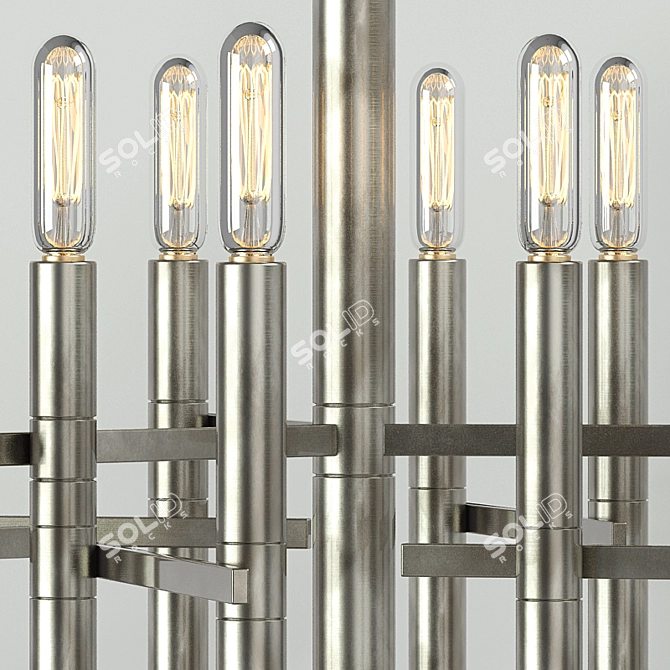 Modern nickel-plated 12-light chandelier 3D model image 2