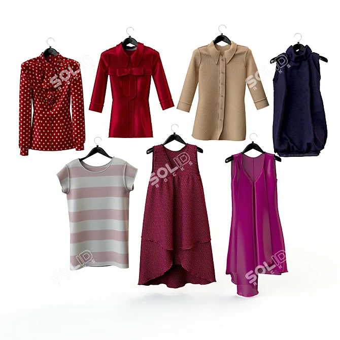 Versatile Blouse Set for Stylish Ensembles 3D model image 3