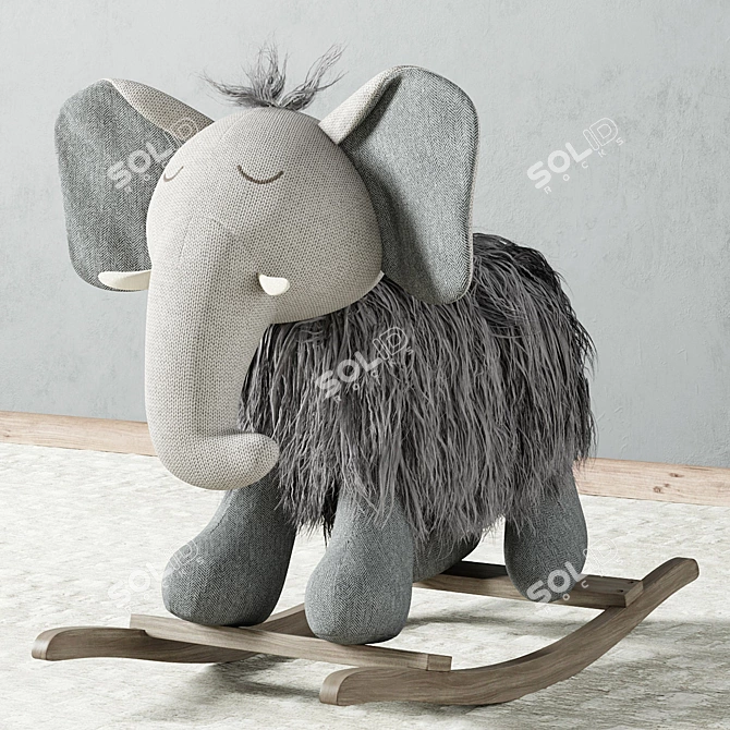 Rocking Elephant Plush Toy 3D model image 1