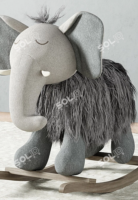 Rocking Elephant Plush Toy 3D model image 2