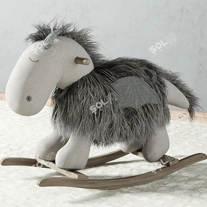 Plush Dragon Rocking Chair 3D model image 1