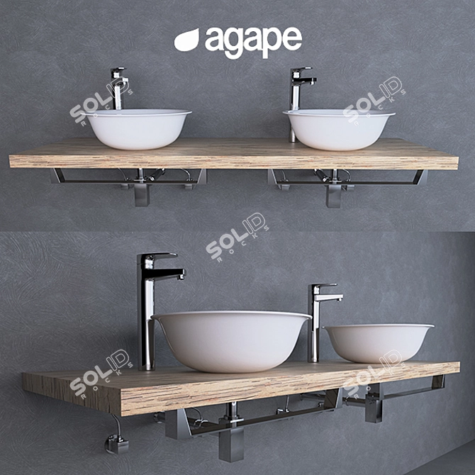 Agape Washbasin: Elegant and Functional 3D model image 1