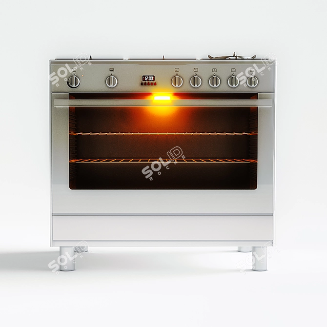 Omega Stainless Steel Freestanding Oven 3D model image 1