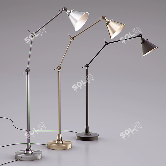 Adjustable Architectural Task Floor Lamp 3D model image 1