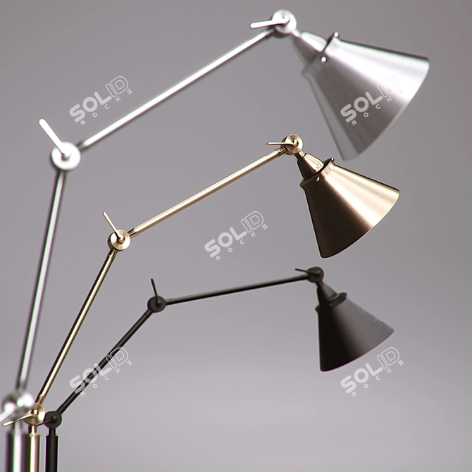 Adjustable Architectural Task Floor Lamp 3D model image 2