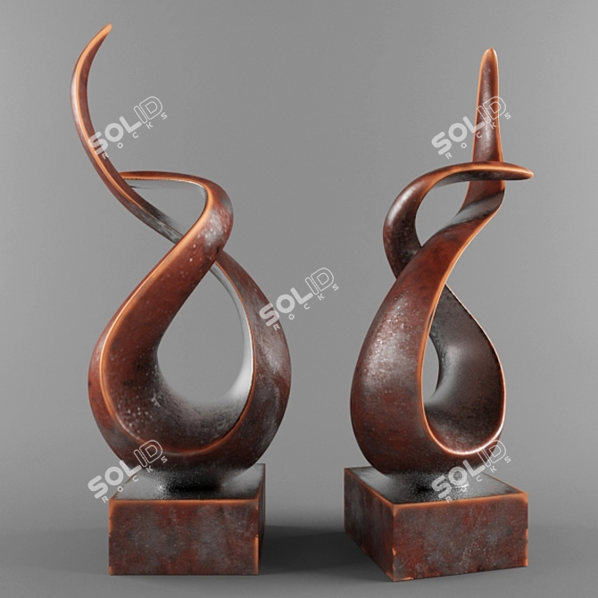 Bronze Abstract Metal Statue 3D model image 1