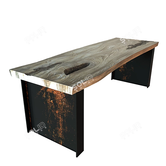 Natural Walnut Slab Table 3D model image 1