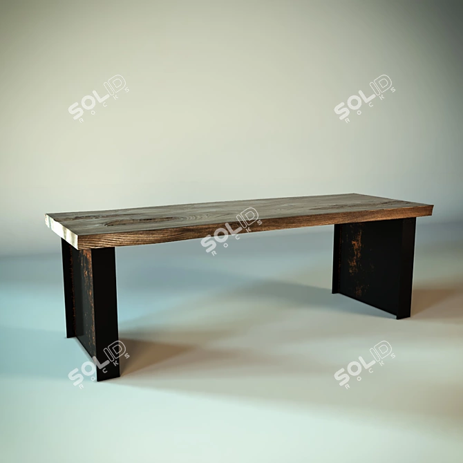 Natural Walnut Slab Table 3D model image 3