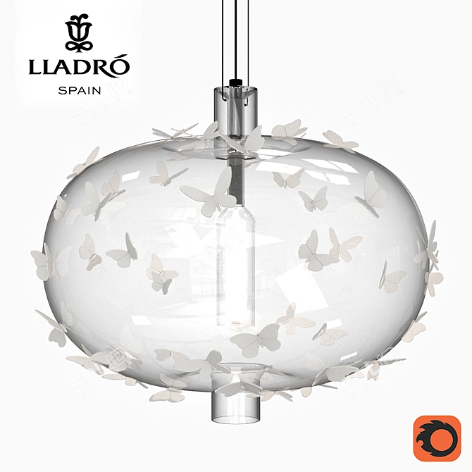 Elegant Lladro Butterfly Lamp 3D model image 1
