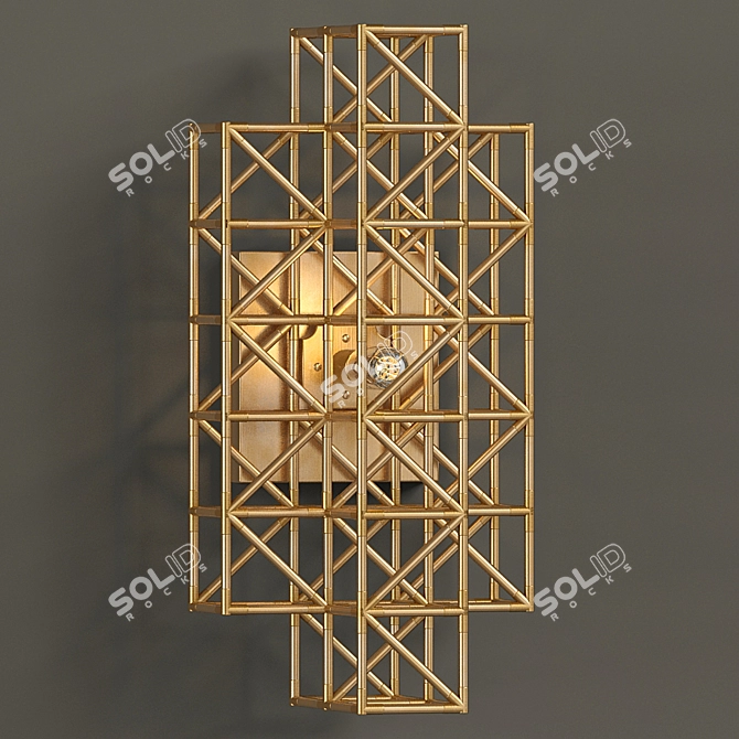 Bronze Geometric Pendant & Sconce 3D model image 2