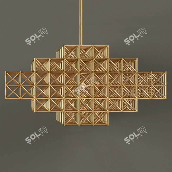Bronze Geometric Pendant & Sconce 3D model image 3