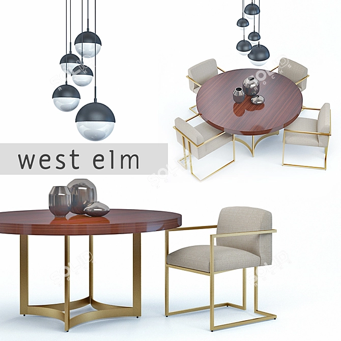 Uptown Round Dining Table: Elegant and Versatile 3D model image 1