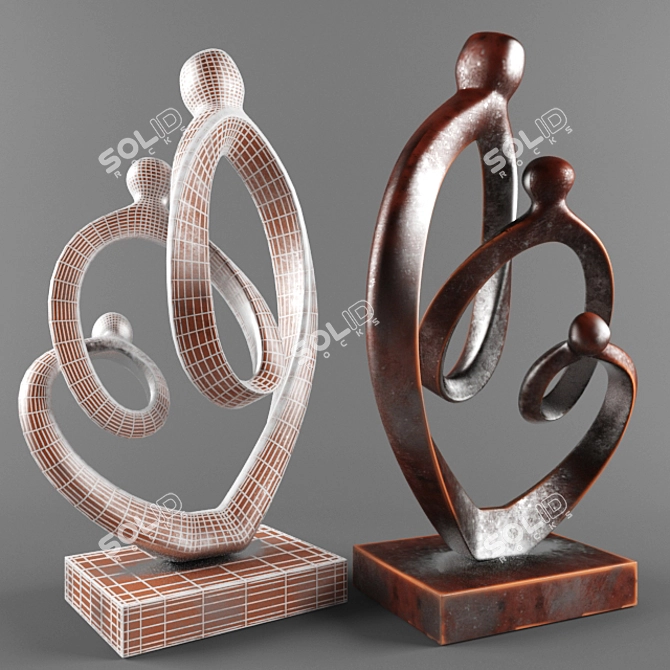 Enduring Unity: Family Metal Statue 3D model image 2