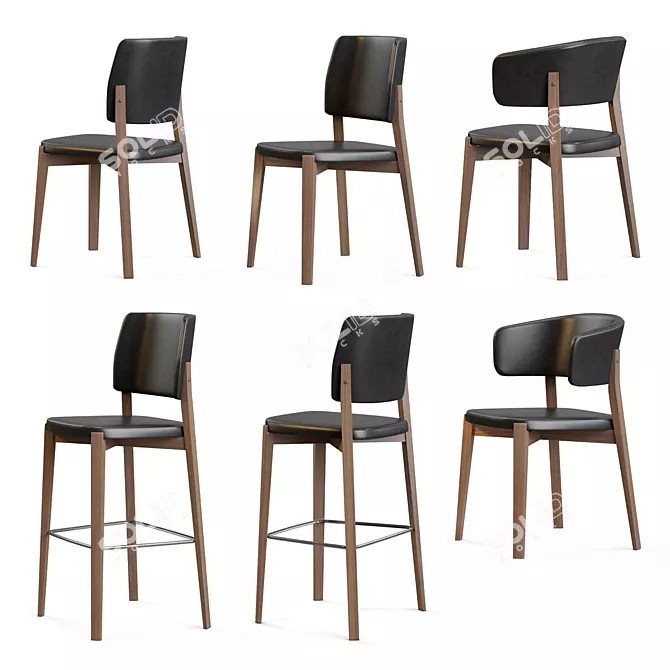 Elegant Dixie Chair Collection 3D model image 1