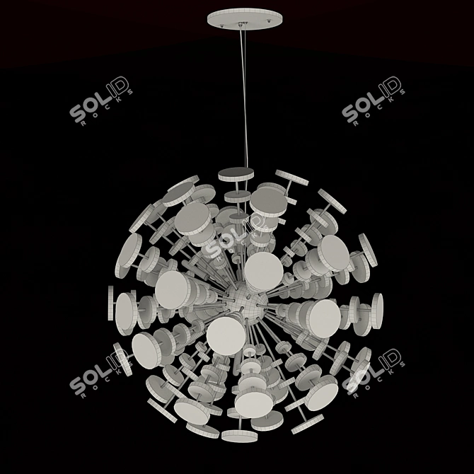 Eco-Design Wooden Sphere Chandelier 3D model image 2