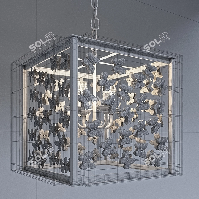 Elegant Gilded Butterfly Chandelier 3D model image 2