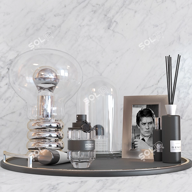 Masculine Decor Set: Frame, Lamp, Perfumes 3D model image 1