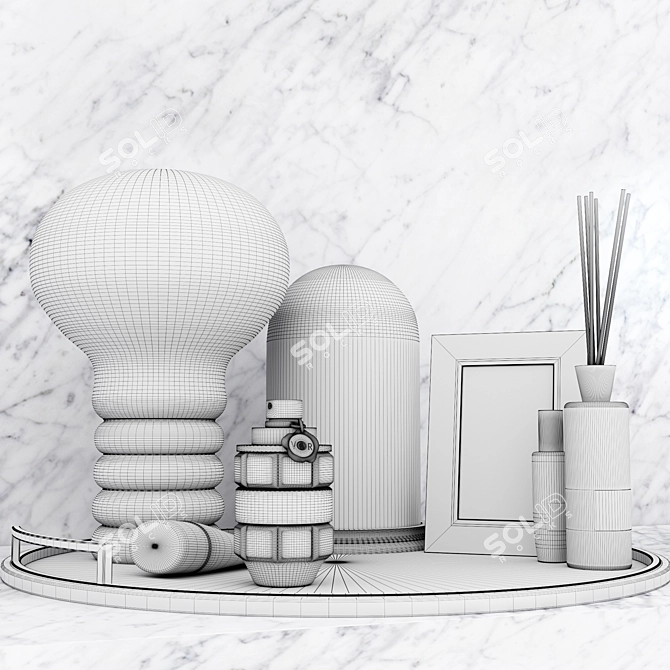 Masculine Decor Set: Frame, Lamp, Perfumes 3D model image 2