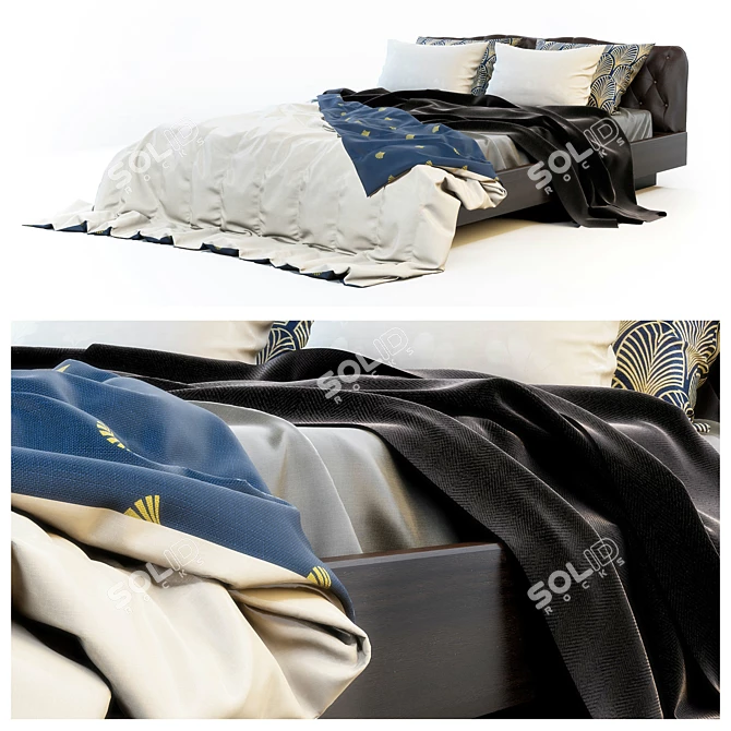 Elegant Art Deco Bed 3D model image 1