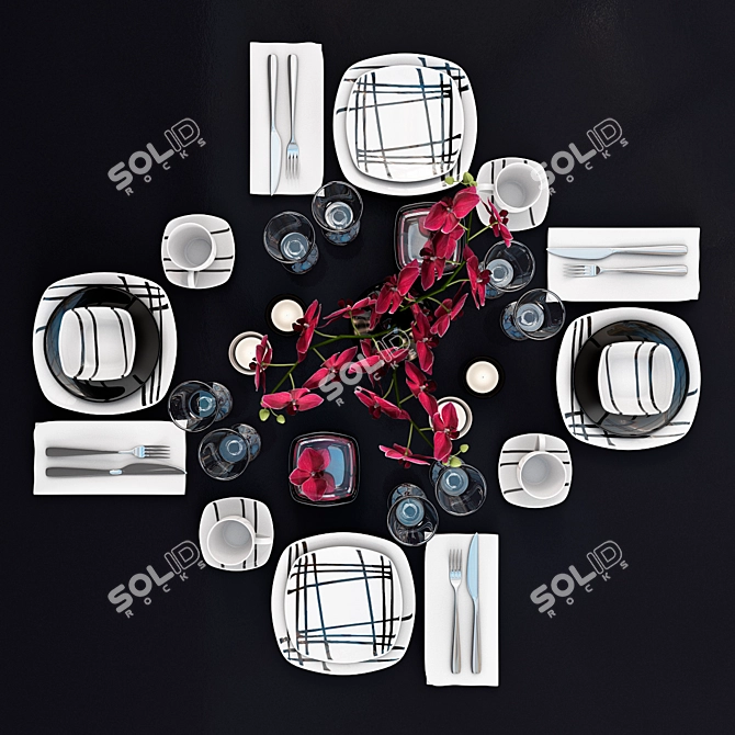 Elegant Luminarc Tableware Set 3D model image 2